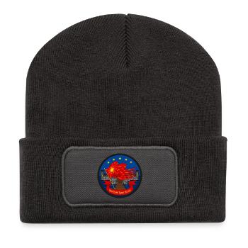 Oriflamme rouge: Drapeau et Forteresse - Beanie recyclé à patch - charbon - Devant