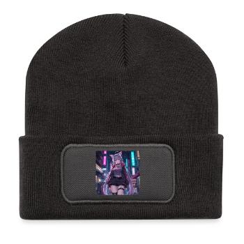 Neko Cyber Hero Neon Town - Recycled Patch Beanie - dark grey - Front