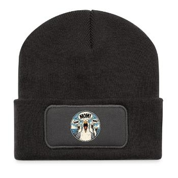 Maman ! Le Cri des Mouettes : Humour Parent - Beanie recyclé à patch - charbon - Devant