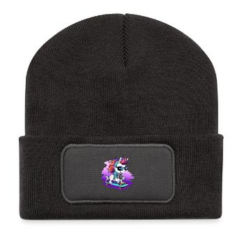 Skate unicorn with sunglasses - Recycled Patch Beanie - dark grey - Front