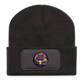Nilpferd Bier Lustig - Recycelte Patch Beanie - Dunkelgrau - Vorne