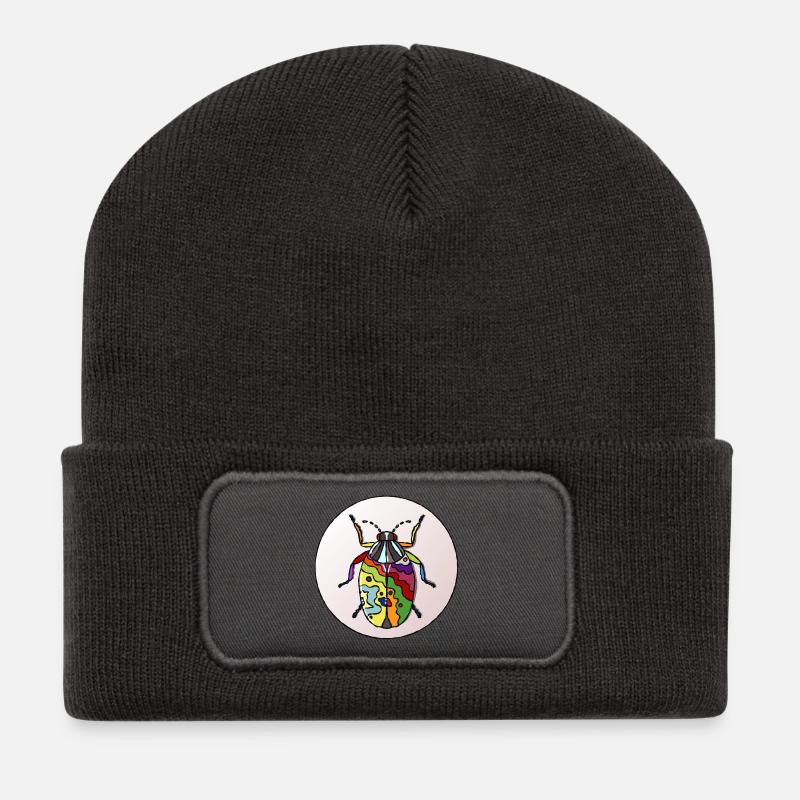 Lebender Regenbogenkäfer - Recycelte Patch Beanie - Dunkelgrau