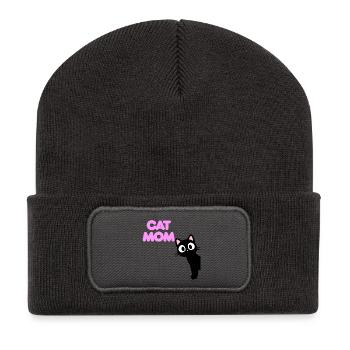 T-shirt Cat Mom pour vrais amoureux des chats Chat - Beanie recyclé à patch - charbon - Devant