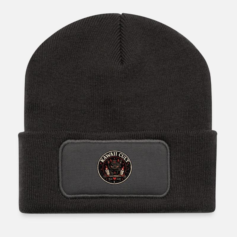 Hell_Cat - Recycelte Patch Beanie - Dunkelgrau