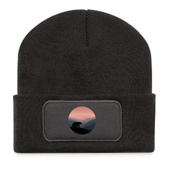 ours brun sauvage - Beanie recyclé à patch - charbon - Devant