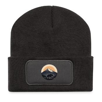 Ours brun sauvage - Beanie recyclé à patch - charbon - Devant