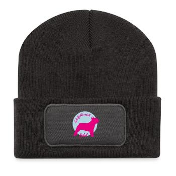 Pug Dogs Carlins Humour Vie de bureau Wauwau Fan - Beanie recyclé à patch - charbon - Devant