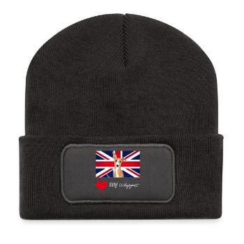 LUVMYWHIPPET (Texte blanc, Vibrant) - Beanie recyclé à patch - charbon - Devant