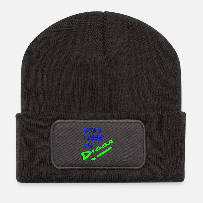 Dont Trigga Me DigiGo Neon Design - Recycelte Patch Beanie - Dunkelgrau