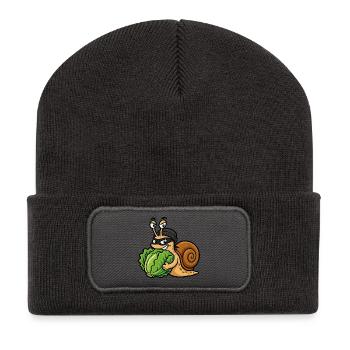 Escargot voleur de salade humoristique - Beanie recyclé à patch - charbon - Devant