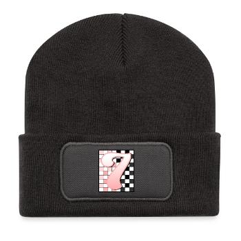 7E ANNIVERSAIRE - CARREAU ROSE - Beanie recyclé à patch - charbon - Devant