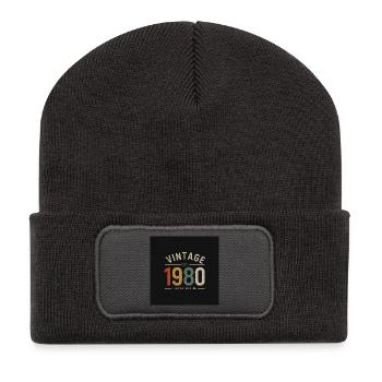 Vintage 1980 – Timeless classic - Recycled Patch Beanie - dark grey - Front