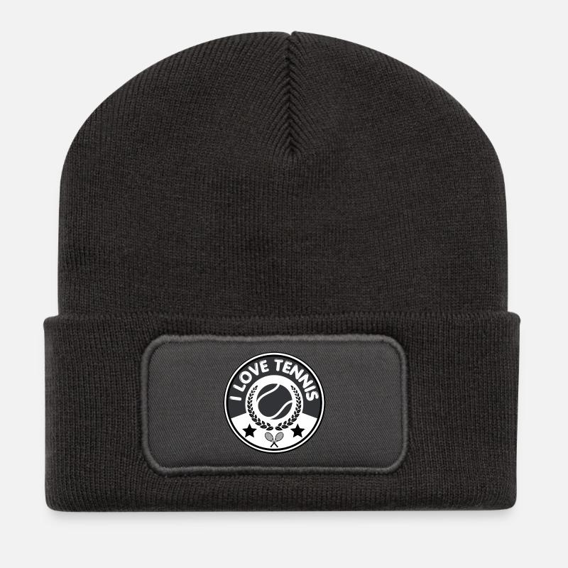 Ich liebe Tennis - Recycelte Patch Beanie - Dunkelgrau