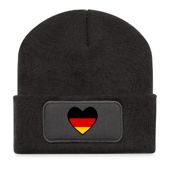 Schwarze Deutschland Herzflagge – Moderner Stil - Beanie recyclé à patch - charbon - Devant