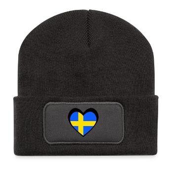 Sverige Svart Hjärta – Kärlek till Sverige - Recycled Patch Beanie - dark grey - Front