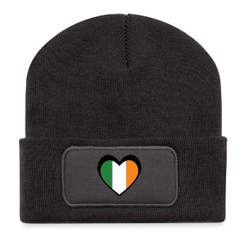 Ireland Black Heart – Love for Ireland - Recycled Patch Beanie - dark grey - Front