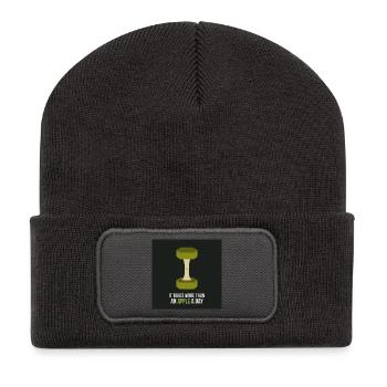 Fitness Motivation Apple Gym Poster - Recycled Patch Beanie - dark grey - Front