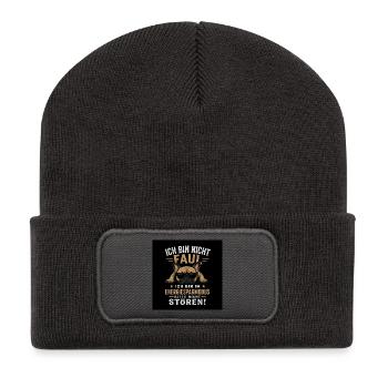 Ich bin im Energiesparmodus – Bitte nicht stören - Recycelte Patch Beanie - Dunkelgrau - Vorne