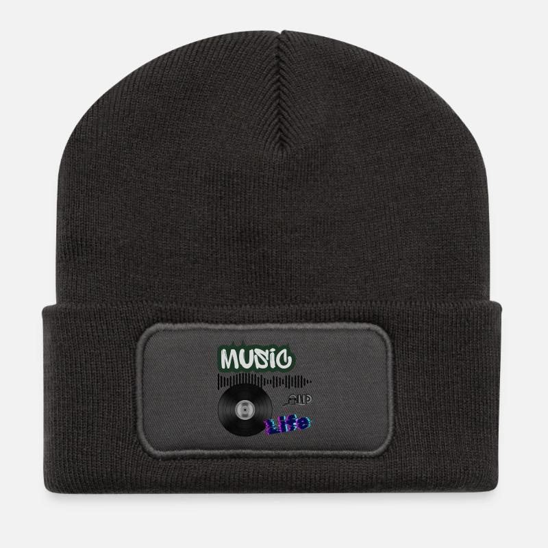 Vinyl - Recycelte Patch Beanie - Dunkelgrau