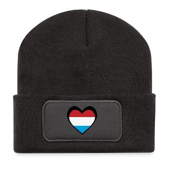 Schwaarzt Häerz Lëtzebuerg - Recycelte Patch Beanie - Dunkelgrau - Vorne
