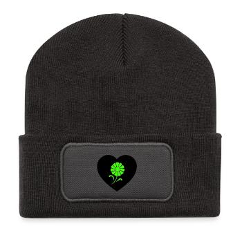 Fleur - Beanie recyclé à patch - charbon - Devant