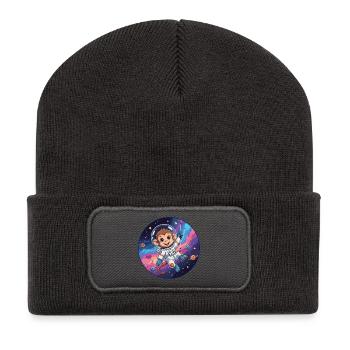 Un astronaute singe dans l’espace stellaire - Beanie recyclé à patch - charbon - Devant