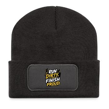 Run Dirty Finish Proud OCR Runner Design - Recycelte Patch Beanie - Dunkelgrau - Vorne