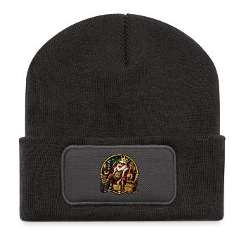 Königspinguin des Erfolgs - Recycelte Patch Beanie - Dunkelgrau - Vorne