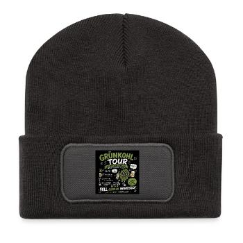 Grünkohl Tour Motiv - Recycelte Patch Beanie - Dunkelgrau - Vorne