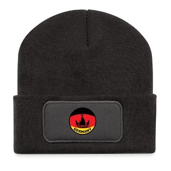 Silhouette du char du drapeau allemand - Beanie recyclé à patch - charbon - Devant