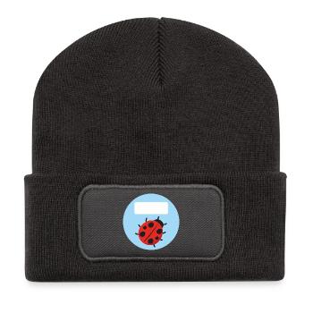 Ronde d’autocollants scolaires - Ladybug - Bleu - Beanie recyclé à patch - charbon - Devant