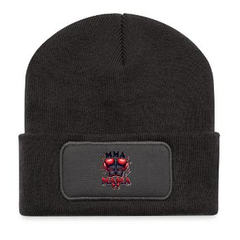 MMA Mama Boxing Power Kämpfer Mixed Martial Arts - Recycelte Patch Beanie - Dunkelgrau - Vorne