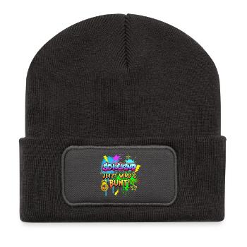 Schulkind Jetzt wird's bunt! - Graffiti Design - Recycelte Patch Beanie - Dunkelgrau - Vorne