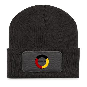 Roter Gelber Deutschland Halbring Schwarz - Recycelte Patch Beanie - Dunkelgrau - Vorne