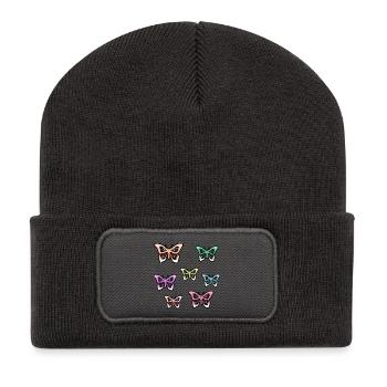 Schmetterlinge - Recycelte Patch Beanie - Dunkelgrau - Vorne