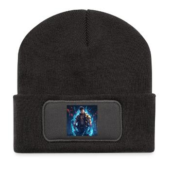 Nebula Ranger Neon Krieger - Recycelte Patch Beanie - Dunkelgrau - Vorne