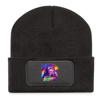 Denken macht noch schöner. - Recycelte Patch Beanie - Dunkelgrau - Vorne