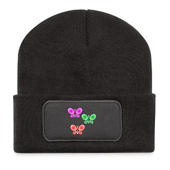 Schmetterlinge - Recycelte Patch Beanie - Dunkelgrau - Vorne