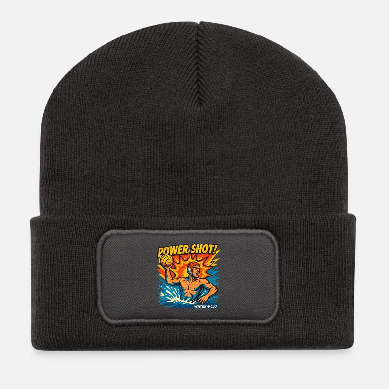 Retro Water Polo Power Shot - Recycled Patch Beanie - dark grey