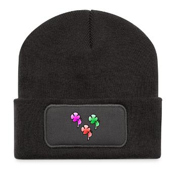 Blumen - Recycelte Patch Beanie - Dunkelgrau - Vorne