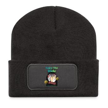Profitez du trajet: Chat pilote - Beanie recyclé à patch - charbon - Devant