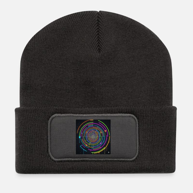 Jeu de couleurs en spirale de cercle néon - Beanie recyclé à patch - charbon