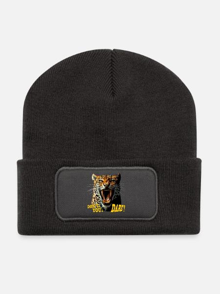 Attaque rugissante du léopard - N’ose pas - Beanie recyclé à patch - charbon