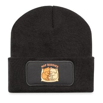 Compagnons mignons de sieste – Dormir avec le cœur - Beanie recyclé à patch - charbon - Devant