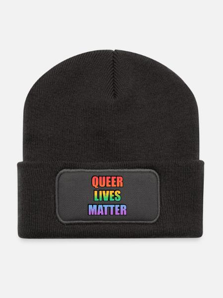 Queer Lives Matter Regenbogen - Recycelte Patch Beanie - Dunkelgrau