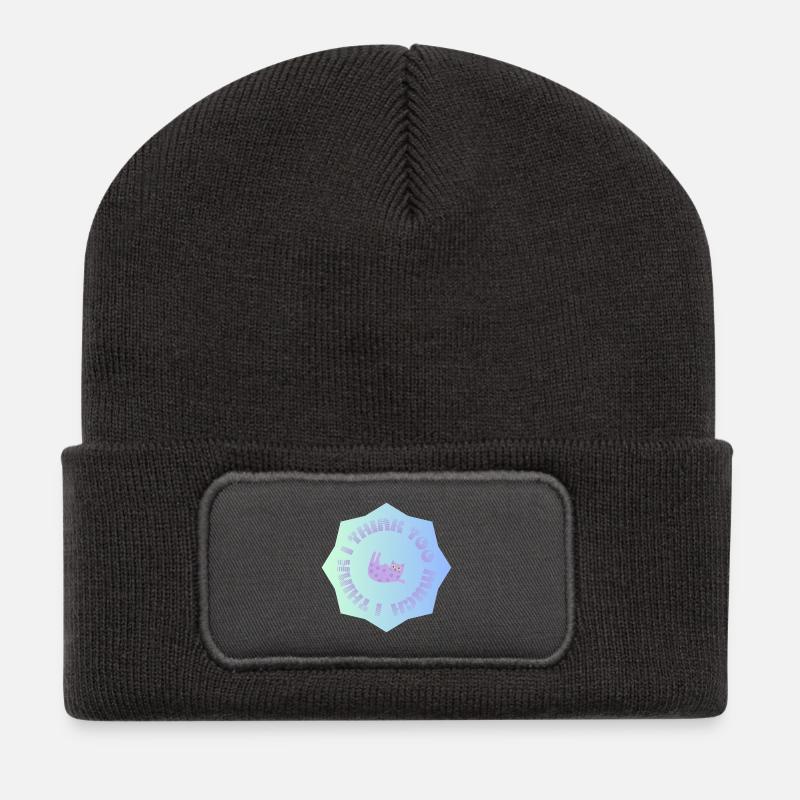 Je pense trop #1 - Beanie recyclé à patch - charbon
