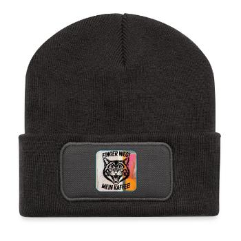 Finger Weg Mein Kaffee Katze - Recycelte Patch Beanie - Dunkelgrau - Vorne
