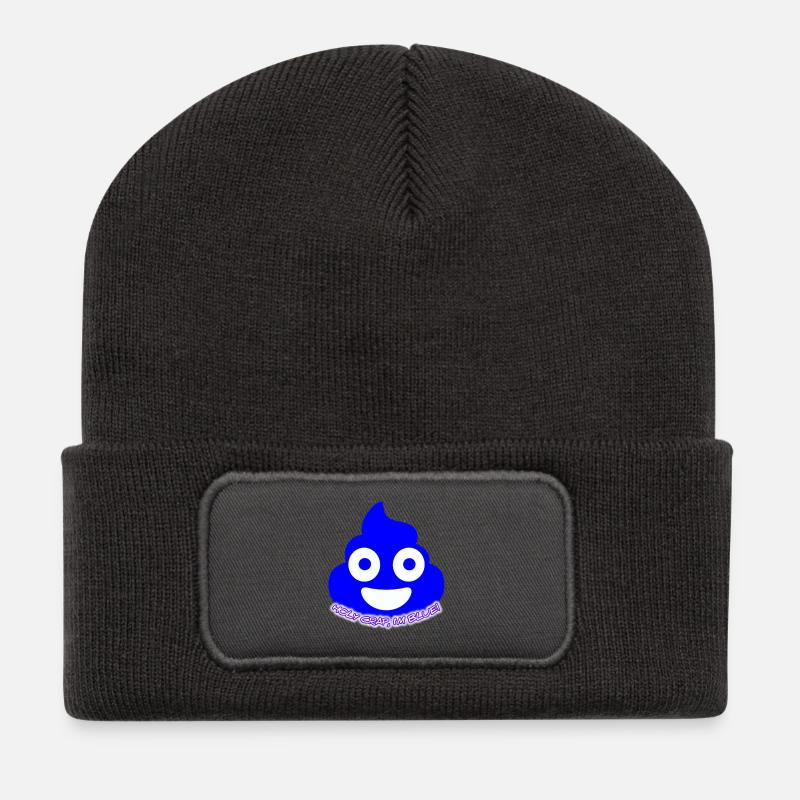 Blue Poop Glow - Recycelte Patch Beanie - Dunkelgrau