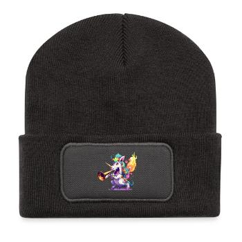 Sparkling unicorn trumpeter in the fire - Recycled Patch Beanie - dark grey - Front