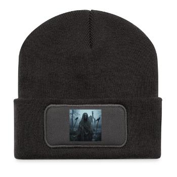 Baba Jaga, die dunkle Hexe – Dunkle Fantasy - Recycelte Patch Beanie - Dunkelgrau - Vorne